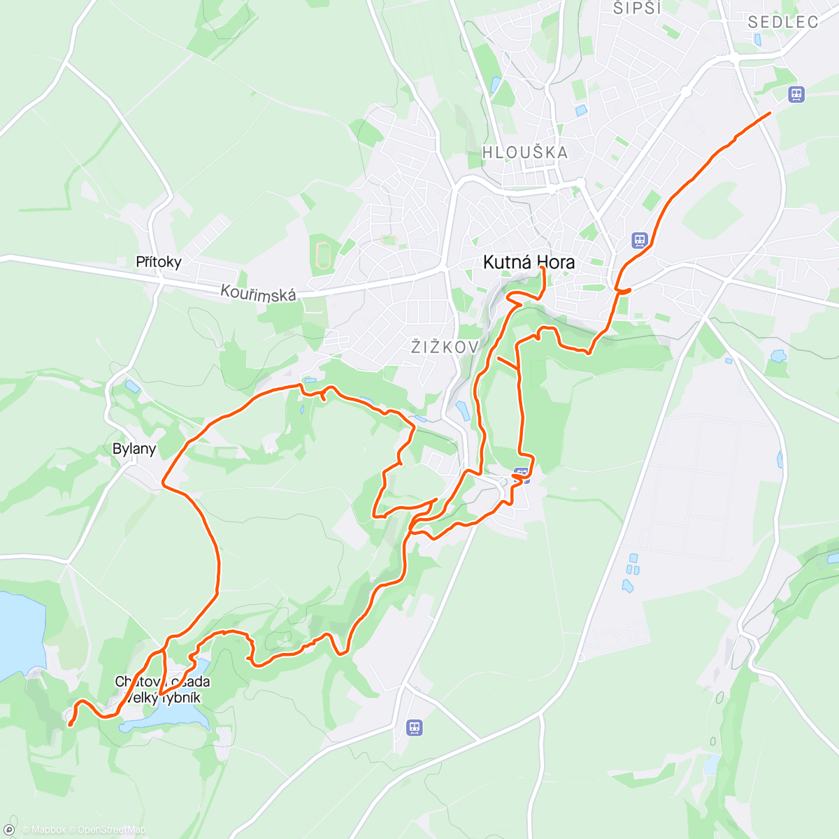 Map of the activity, Kutna Hora Hiking