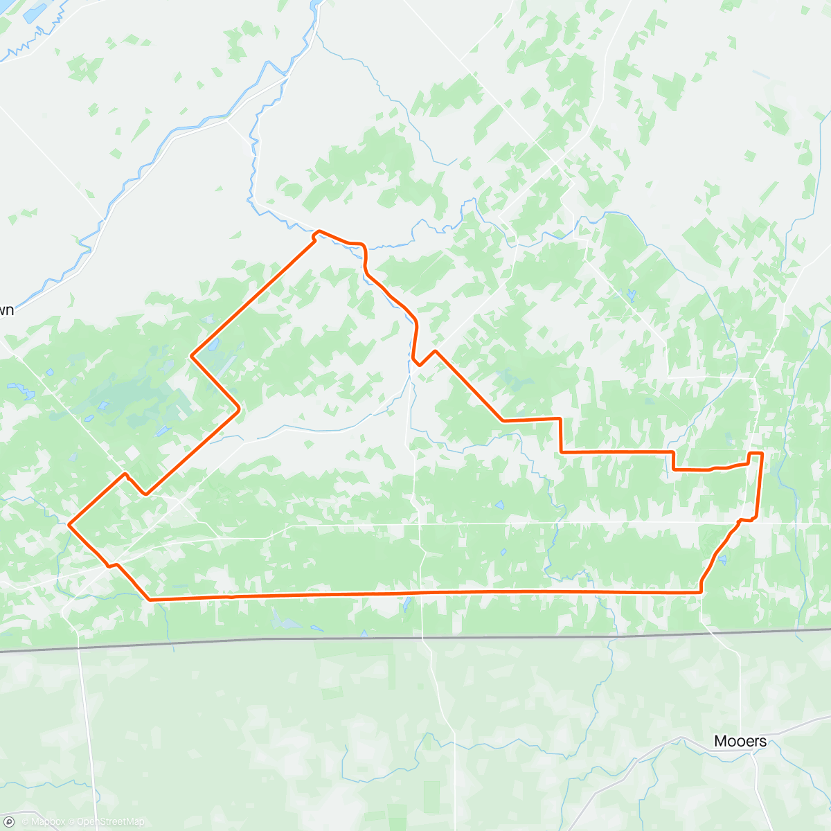 Karte der Aktivität „258a - Covey Hill, premier 80 km de Cynthia et tests du nouvel oiseau - Hemmingford Village, Québec ☀️”