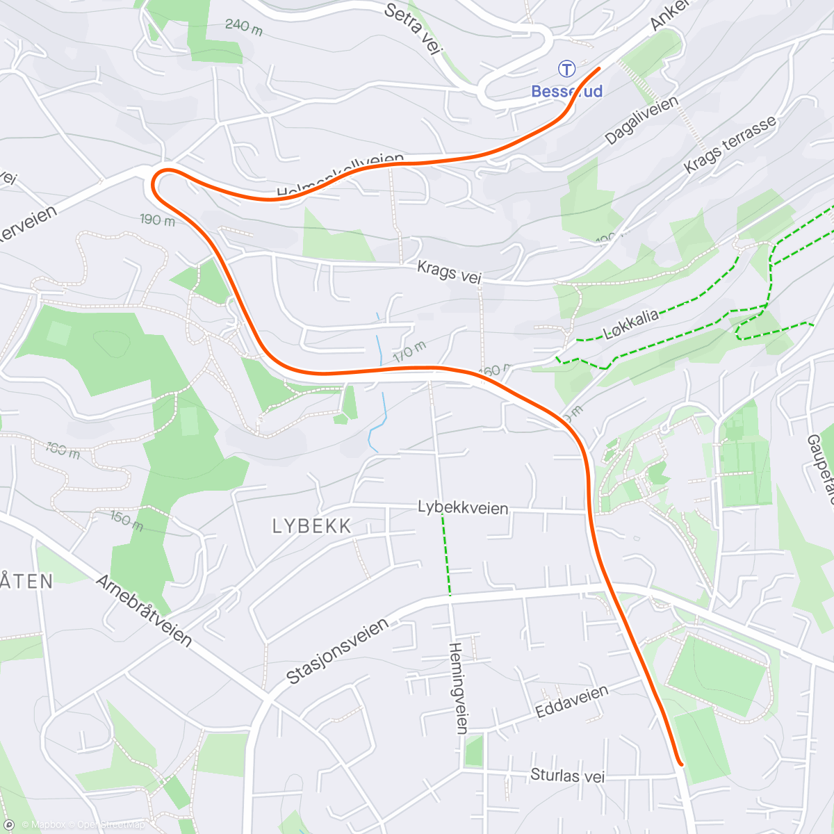 「Afternoon Run, Holmenkollstafetten etappe 8」活動的地圖