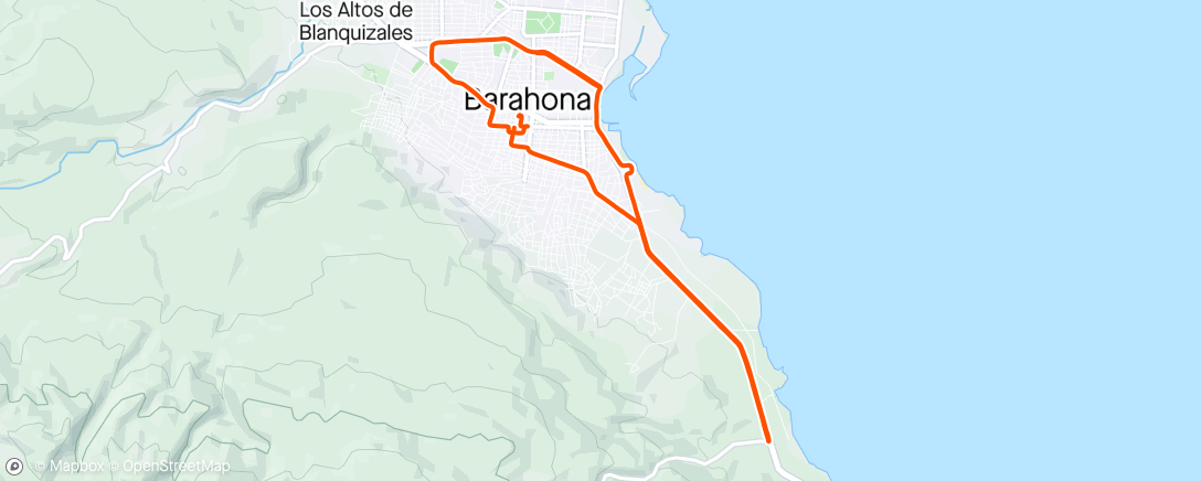 Map of the activity, Calentamiento en Barahona