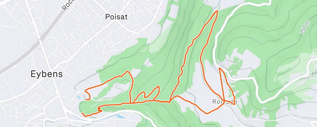 Map of the activity, Trail en soirée