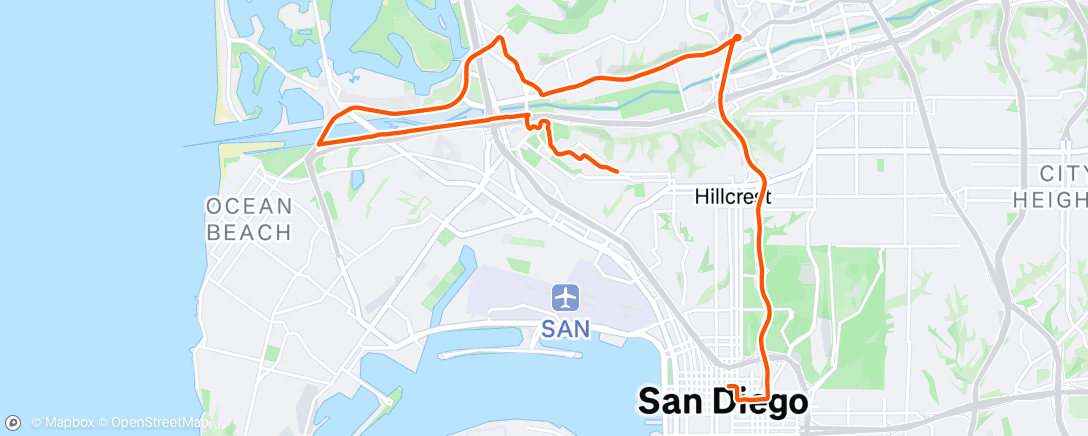 Map of the activity, Back half of the SD Marathon with daughter. She didn’t like the humidity!
