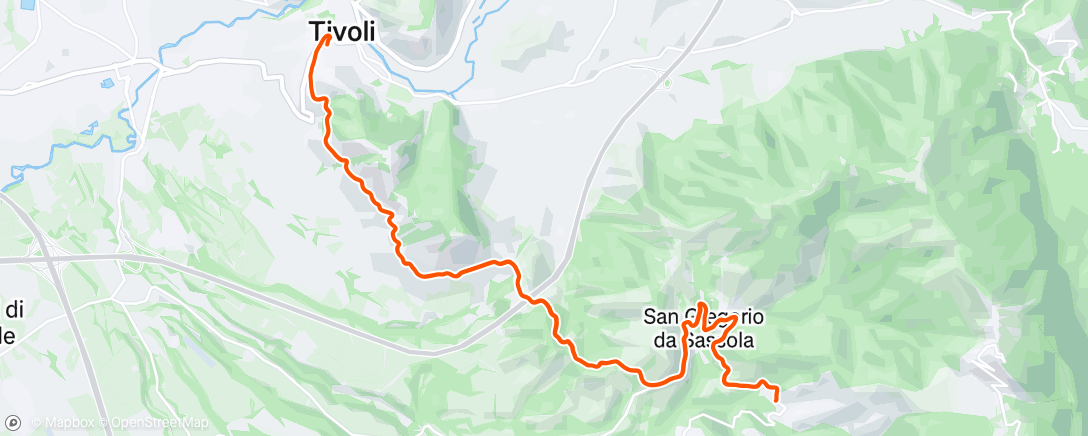 Map of the activity, Climb:30"x5+2'30" recovery; come back max (glucose monitoring)