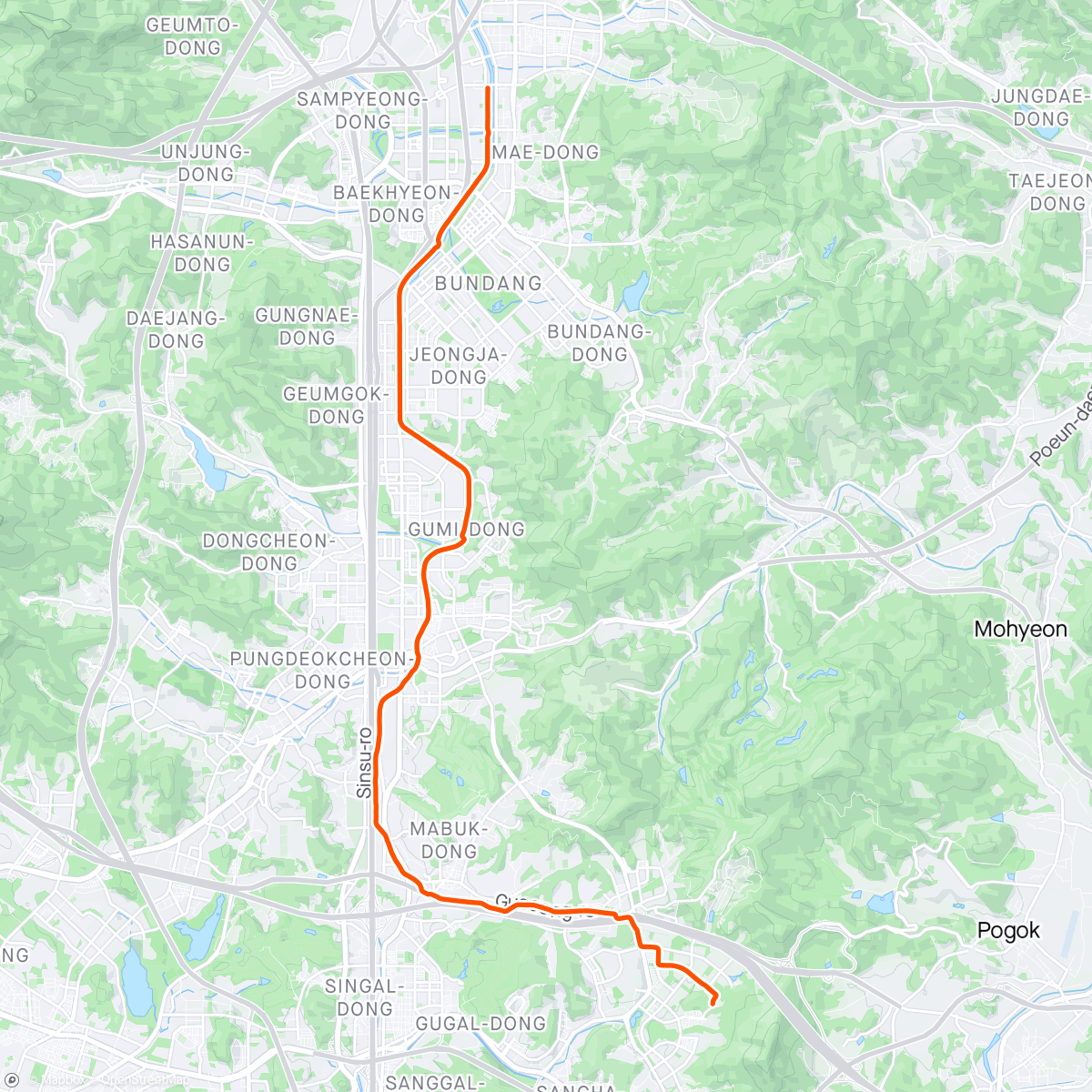 Map of the activity, Afternoon Ride : 자퇴 10