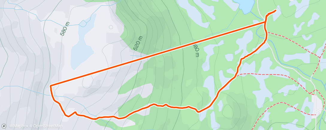 Map of the activity, «Prøvetur» opp Skarven, i snødrevet… 🌨️❄️⛷️😇