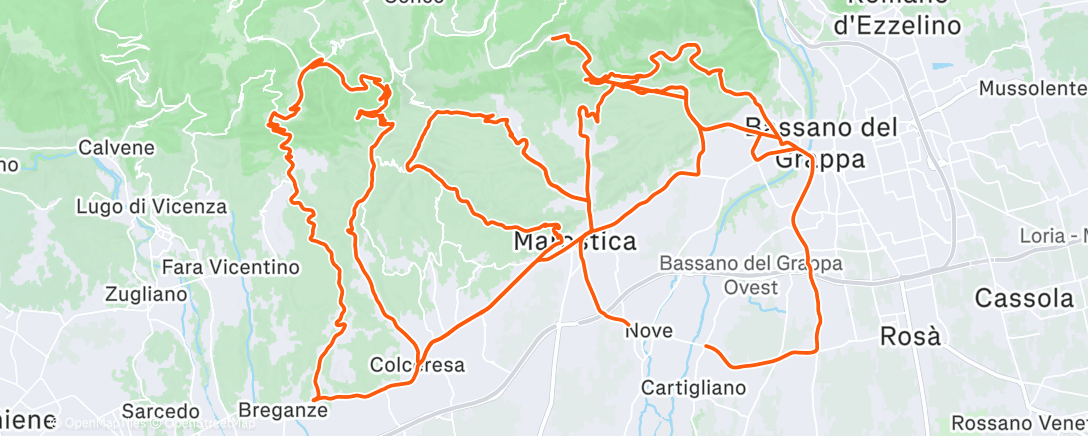 Map of the activity, Cycling