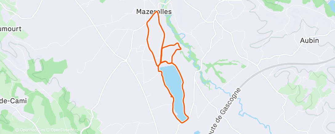 Map of the activity, Course à pied le midi