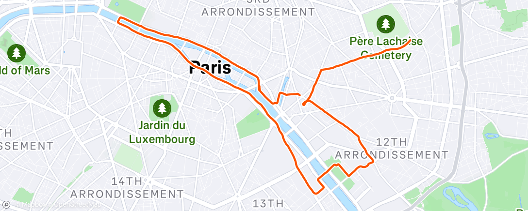 Map of the activity, Afternoon Run