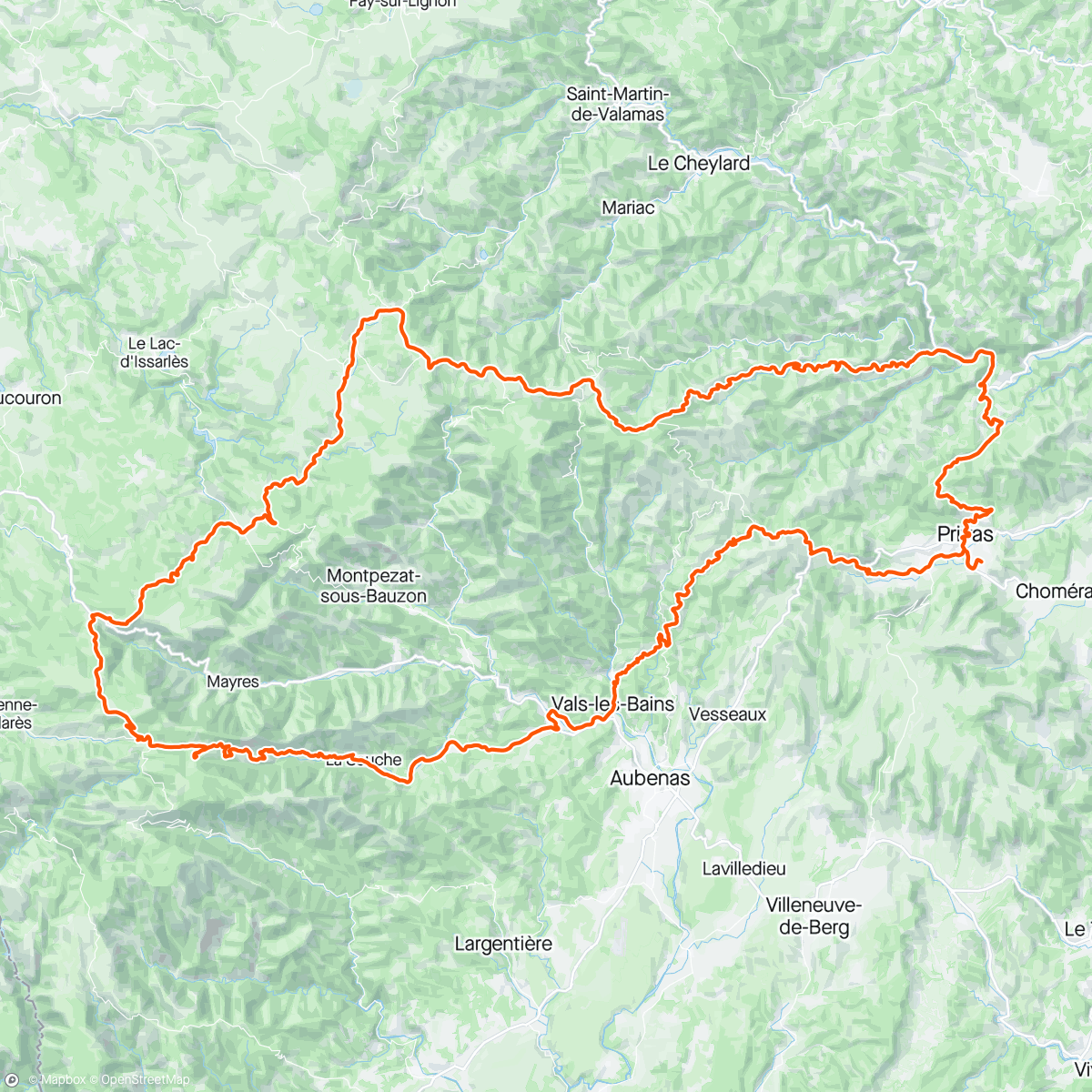 Kaart van de activiteit “Reco UBF Ardèche 200”