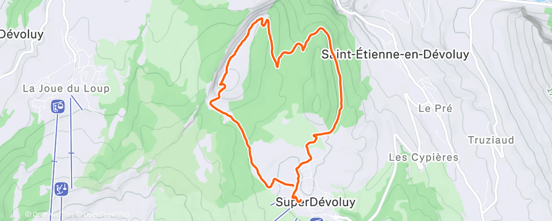 Map of the activity, Trail Crête des Baumes