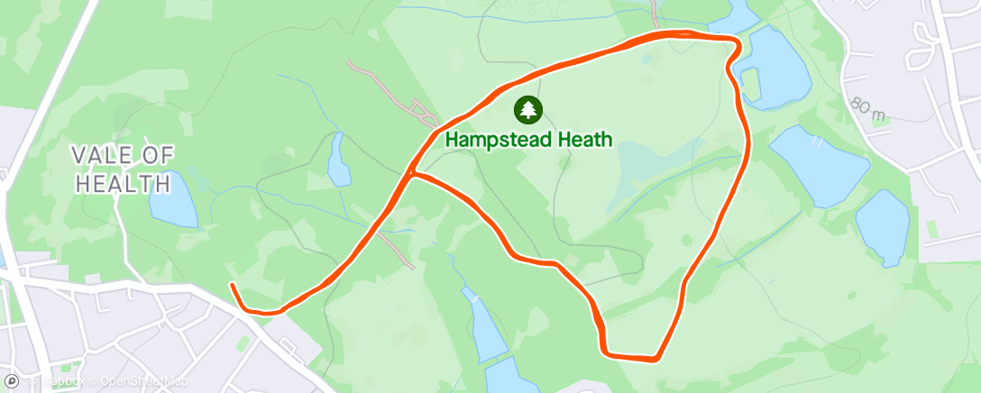 Map of the activity, Hampstead Heath Parkrun 🧡