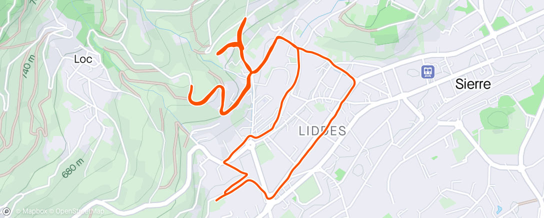 Map of the activity, Hill work