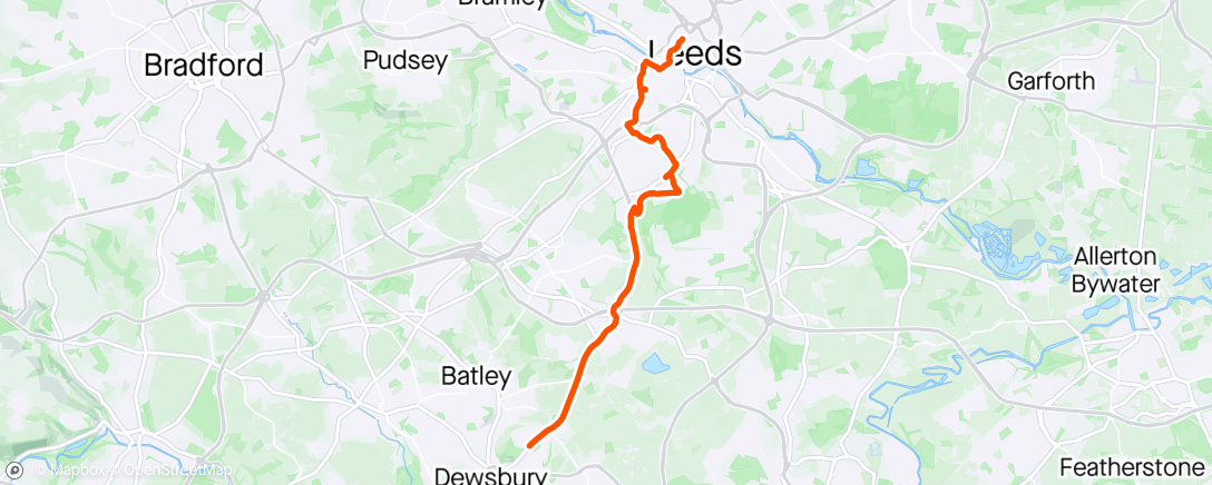 Map of the activity, Into Leeds