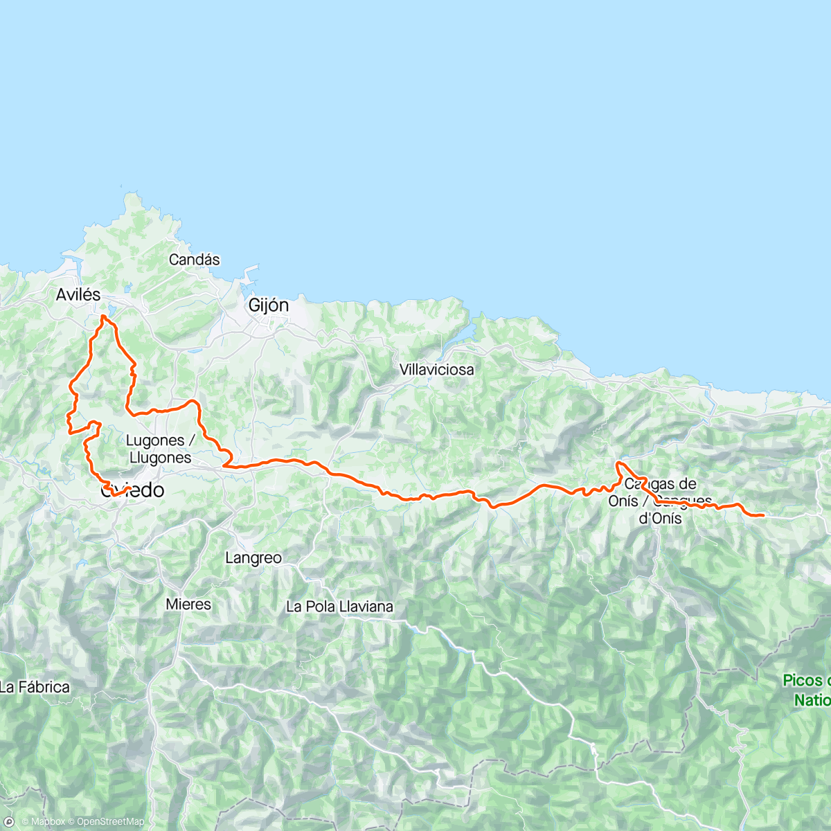 Mapa da atividade, 3. Etapa vuelta Asturias