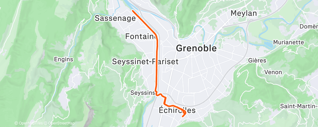Map of the activity, Course à pied le matin