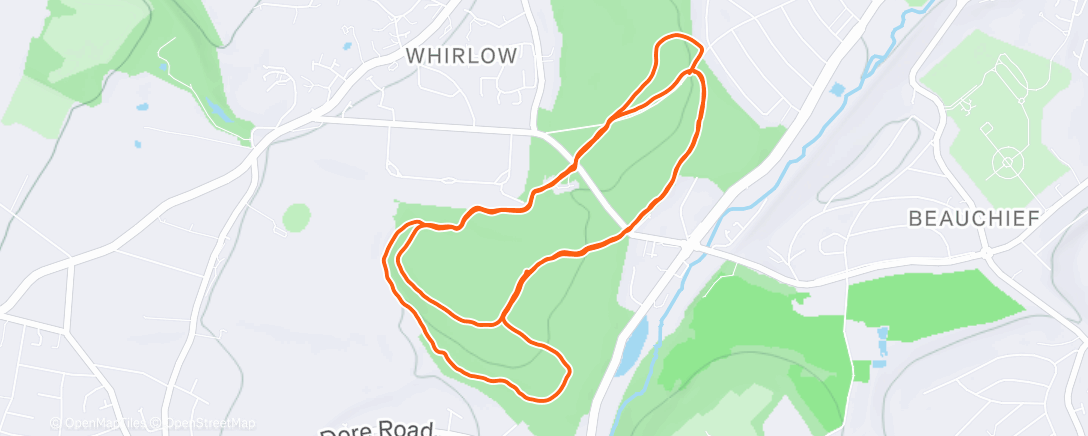 Map of the activity, Wednesday rugby run