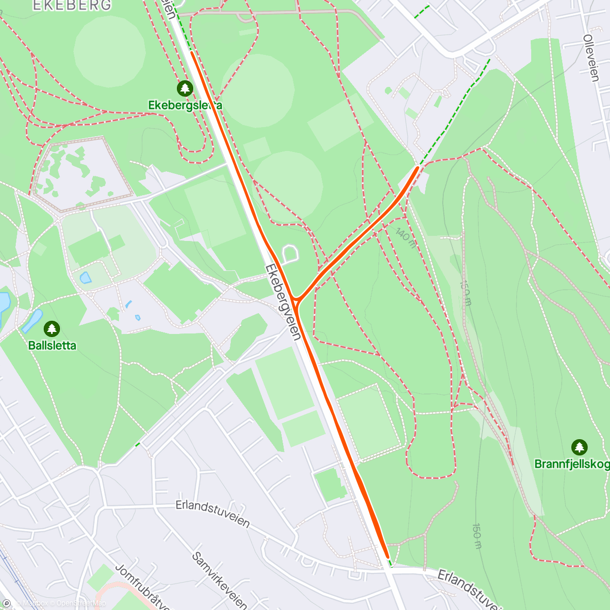 「Ekebergsletta park run」活動的地圖