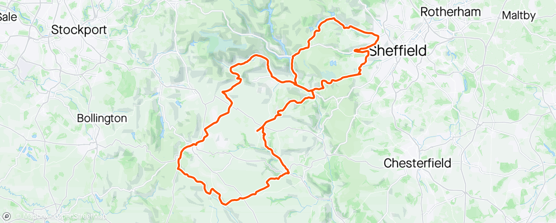 Map of the activity, Shef-Buxton-Shef (and a raft of PBs)