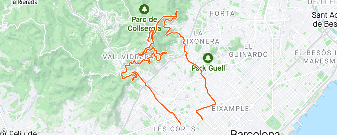 Mapa de la actividad, Bicicleta de gravilla vespertina