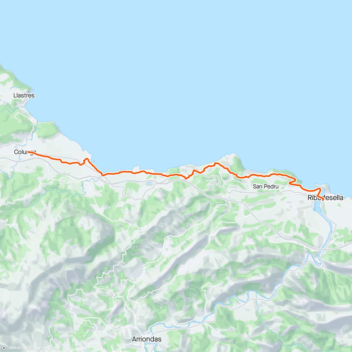 Mapa de la actividad, Ribadesella - Colunga