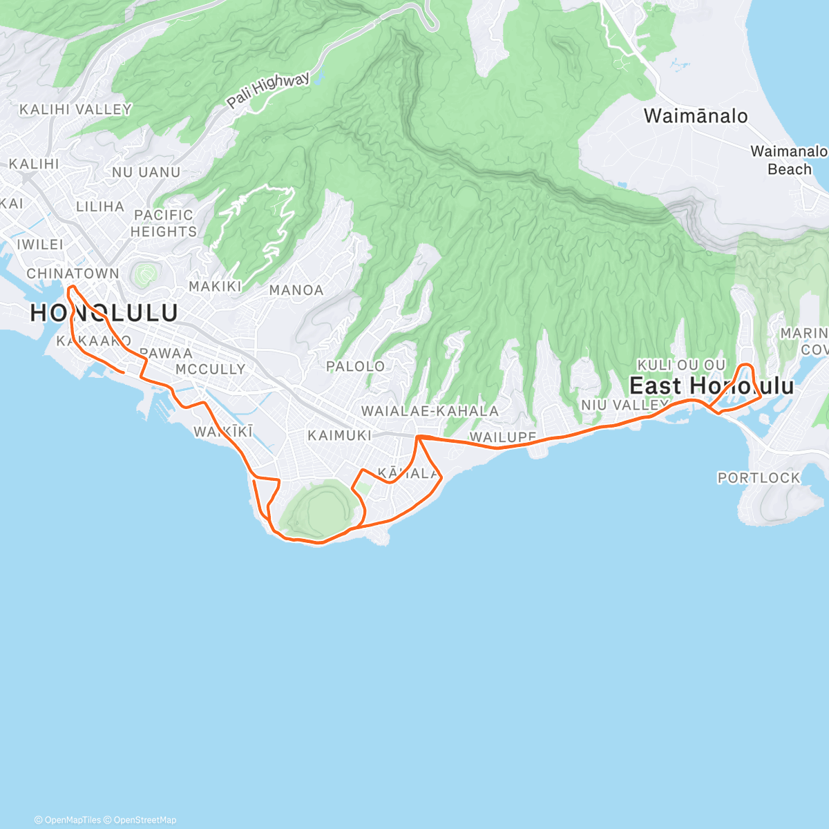 Map of the activity, Honolulu Marathon