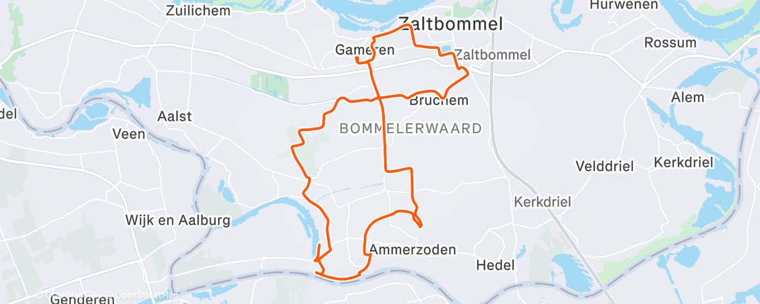 Map of the activity, Gravelrit Bommelerwaard
