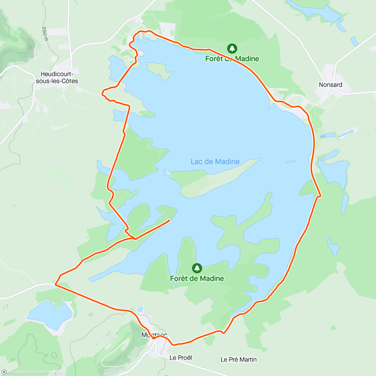 Map of the activity, Tour du Lac de Madine