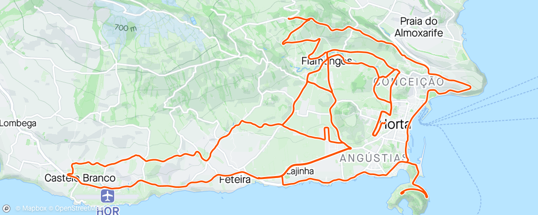Map of the activity, Volta de bicicleta elétrica vespertina