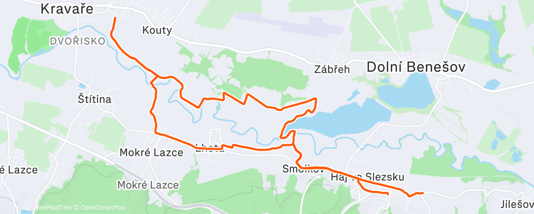 Map of the activity, Afternoon Run