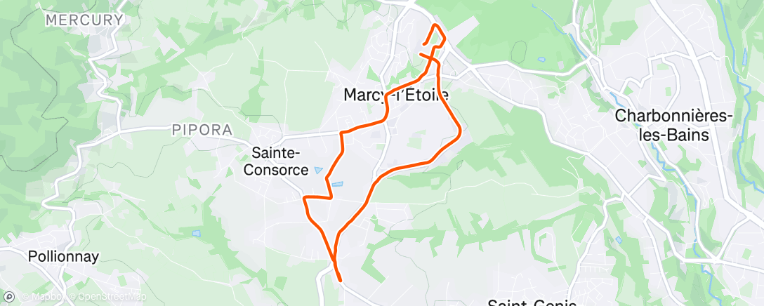 Map of the activity, Course à pied le midi