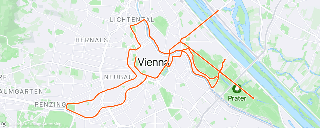 Map of the activity, Vienna City Marathon Platz 22.