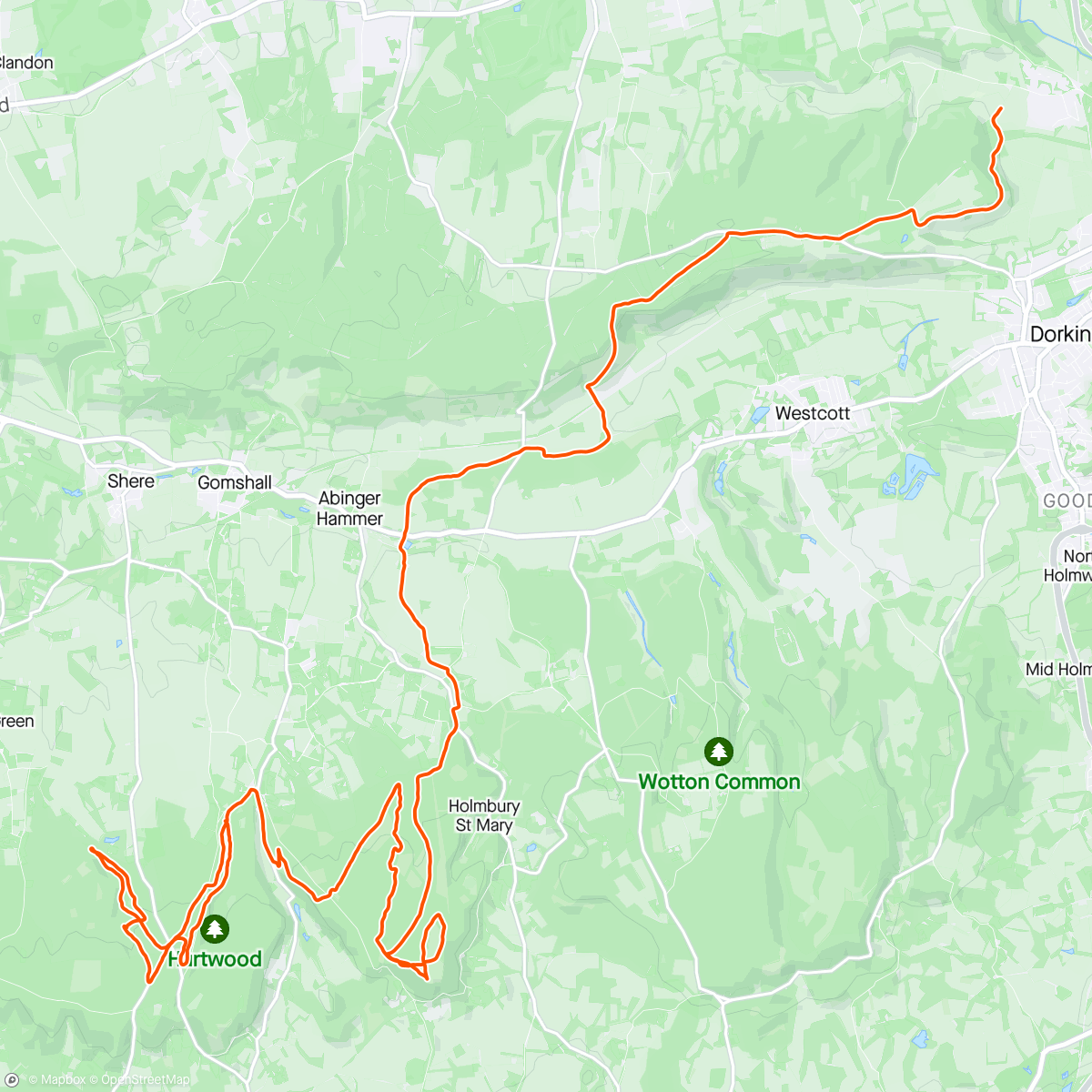 Map of the activity, Home to peaslake