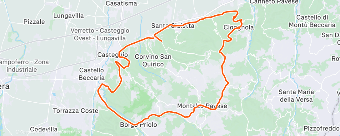 Map of the activity, Pedalata pomeridiana