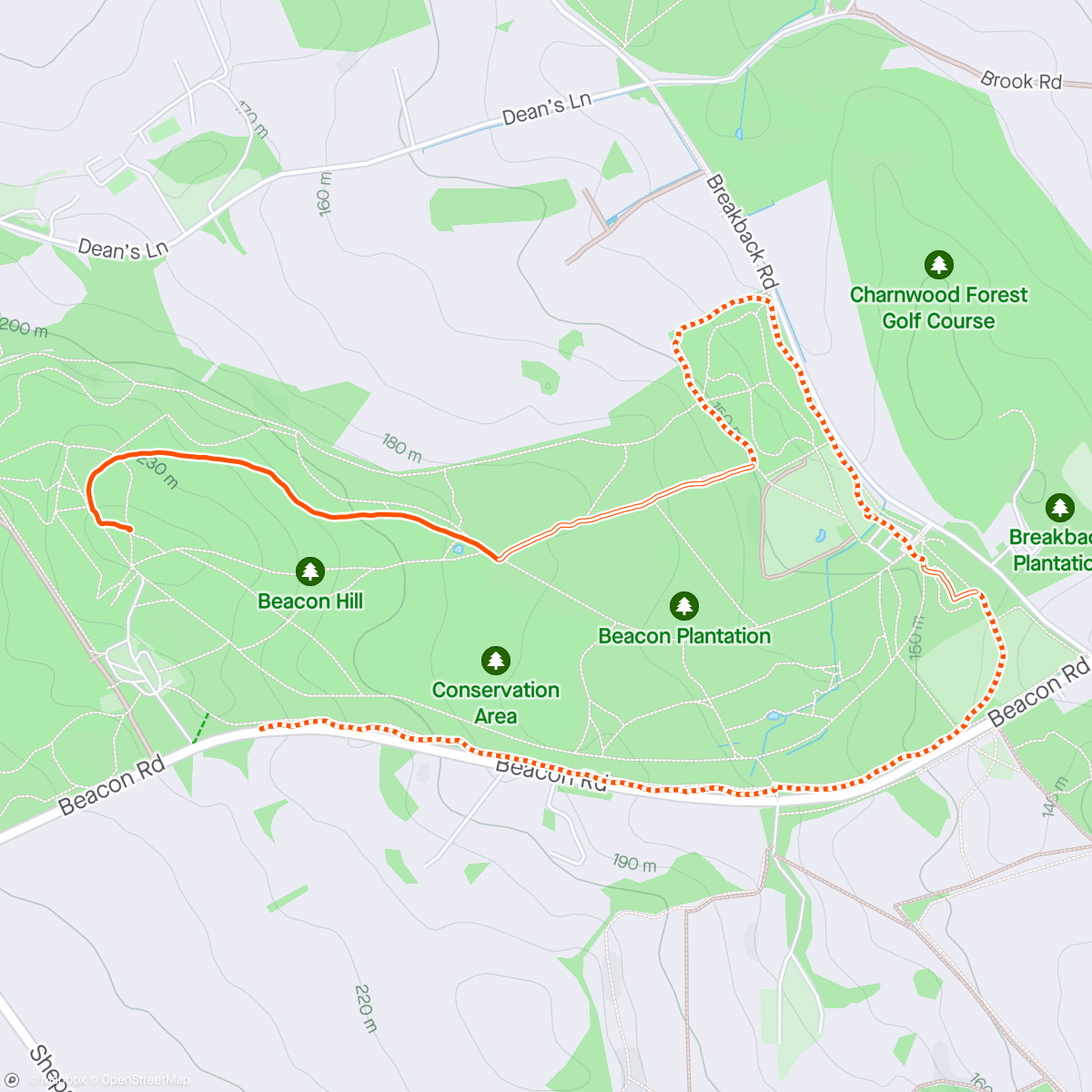 Map of the activity, Beacon Hill, Leicestershire