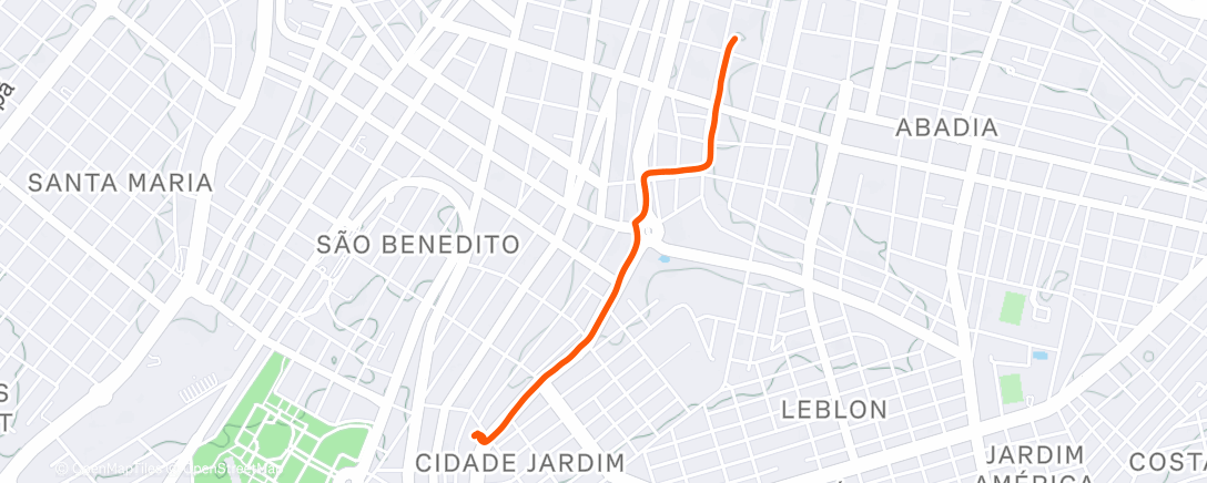 Map of the activity, Caminhada vespertina