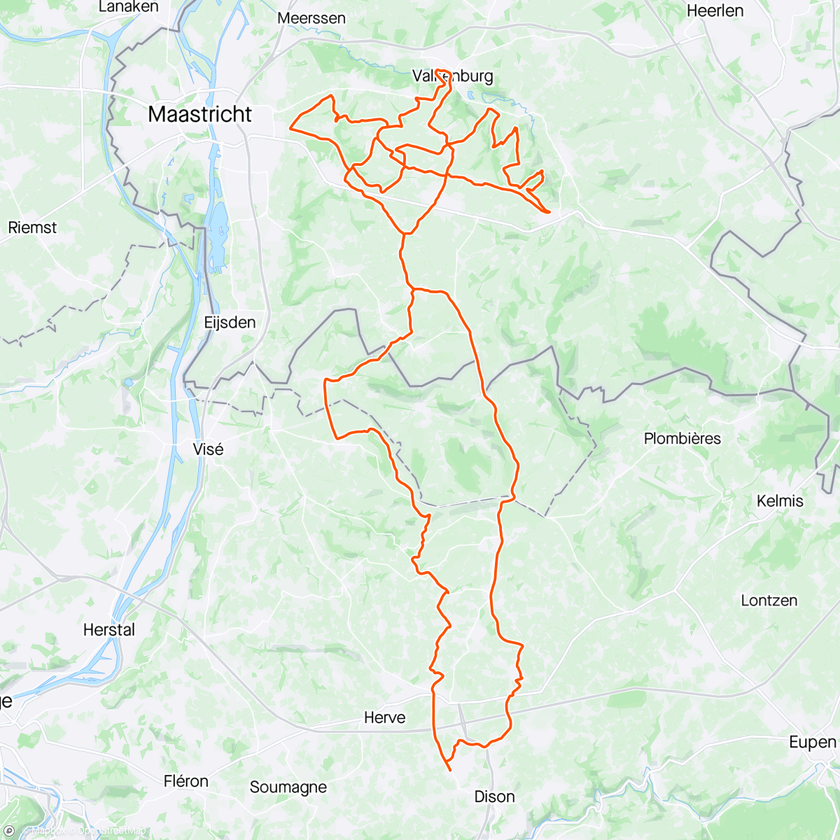 Mappa dell'attività Sortie gravel reconnaissance Valkenburg + A/R