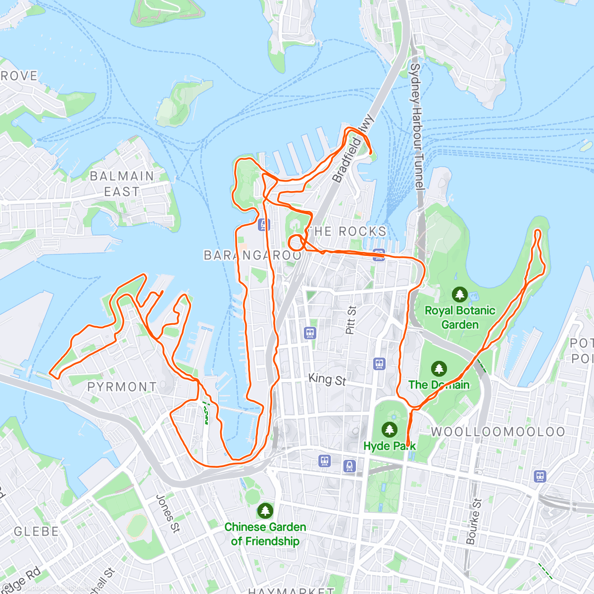 Mapa da atividade, Sydney Hoka Half