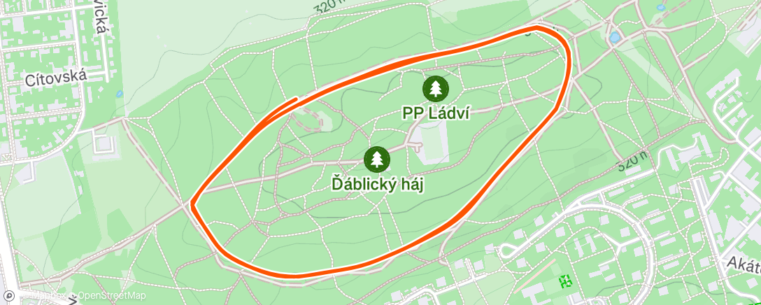 活动地图，Morning Run Vánoční kondiční běh v Ďáblickém háji