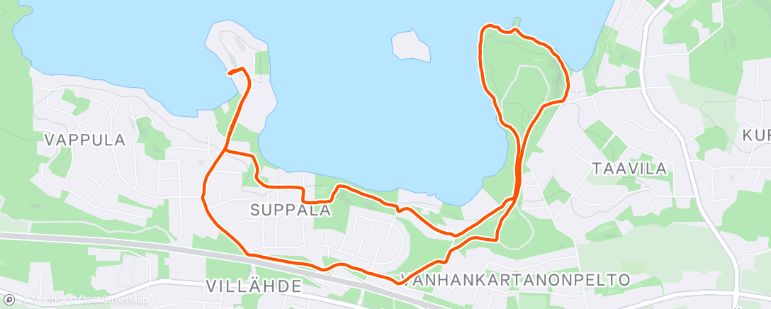 Map of the activity, Afternoon Run