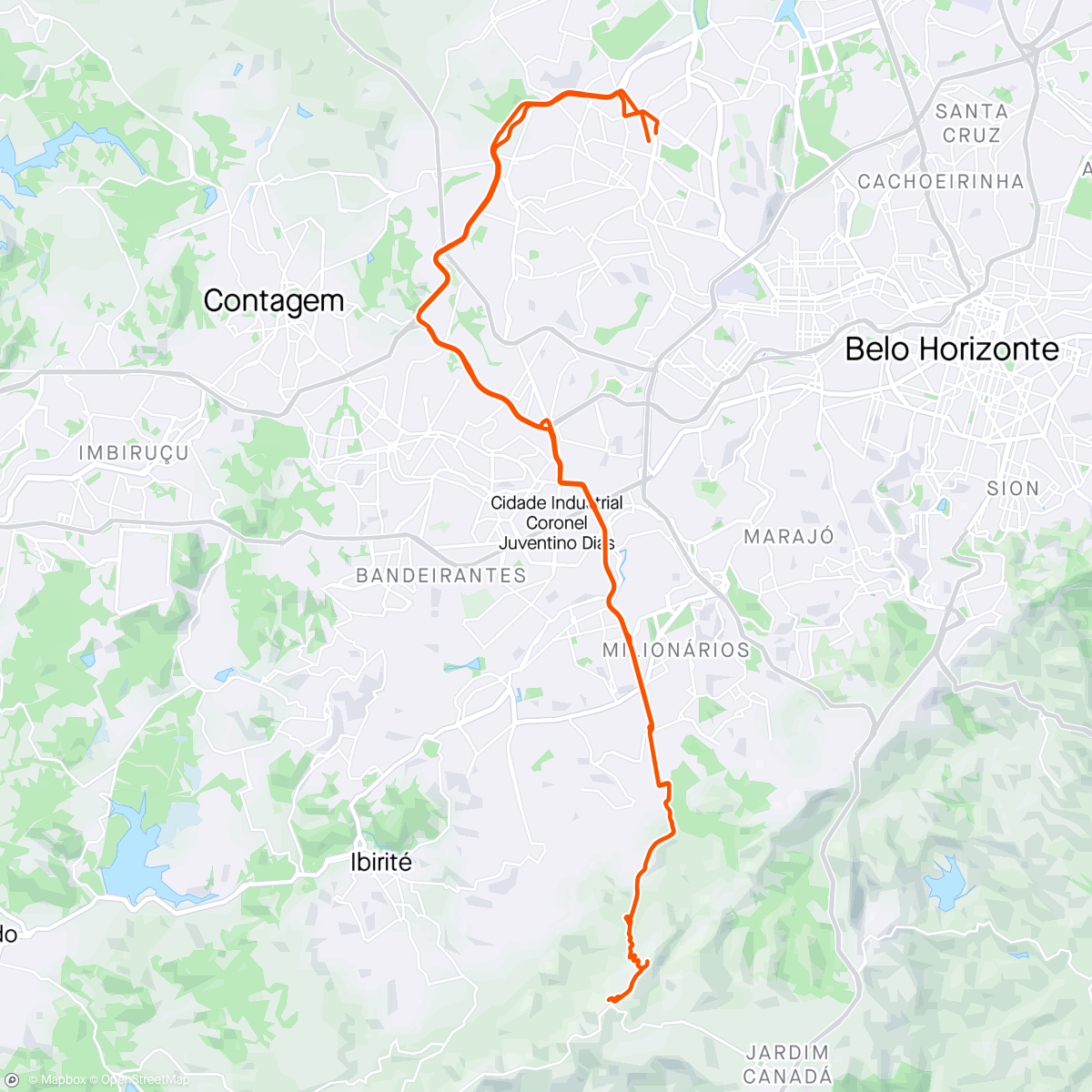 Map of the activity, Castelo - Contagem - Barreiro - Rola Moça - 3 Pedras