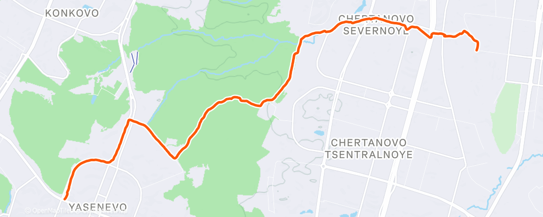 Map of the activity, Вечерний забег