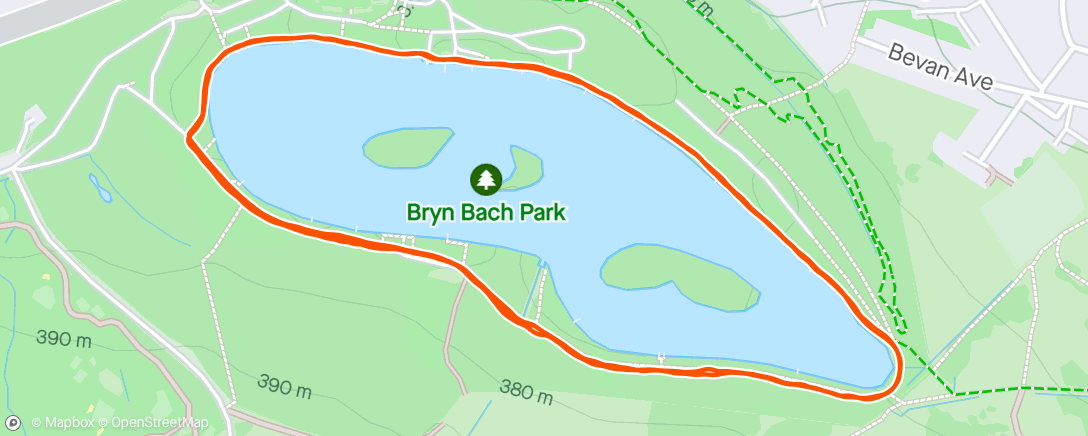 Map of the activity, Bryn Bach parkrun