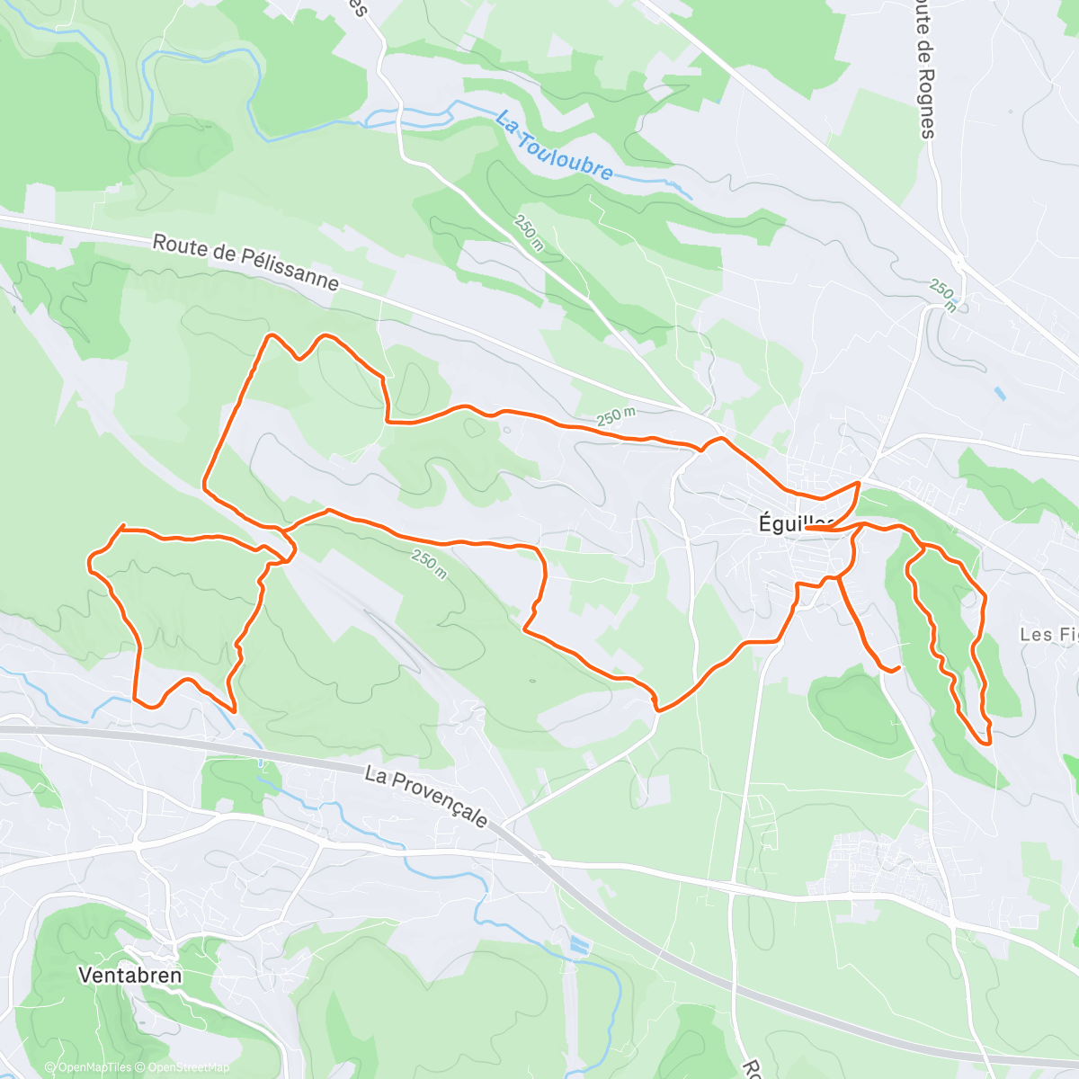 Map of the activity, Boucle à VTT à Eguilles