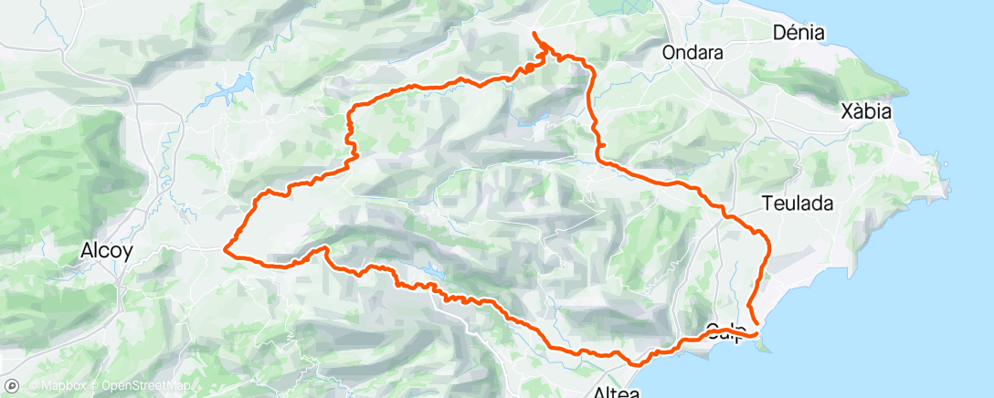 Map of the activity, Long steady climb into the mountains and the back of beyond Vale De Lobo