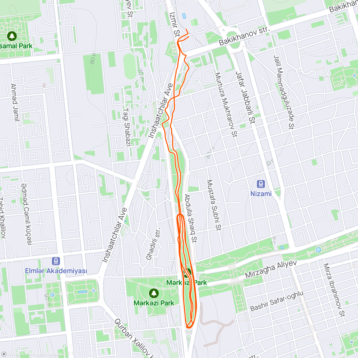 Map of the activity, Afternoon Run Central Park🏃‍♂️🇦🇿