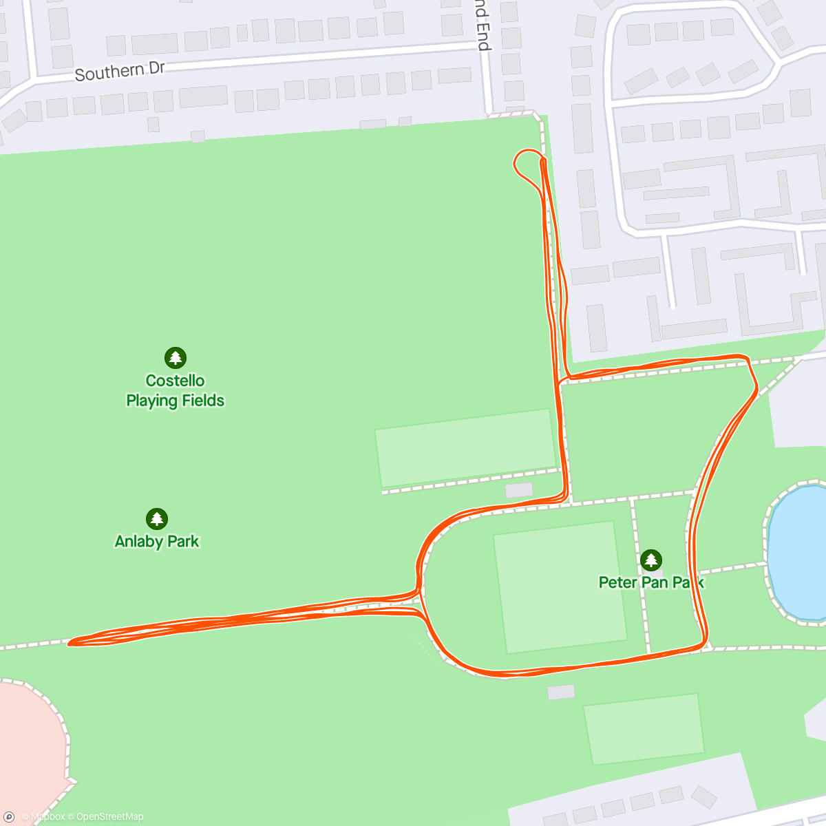 Map of the activity, PeterPan Parkrun 500 #Runforbob