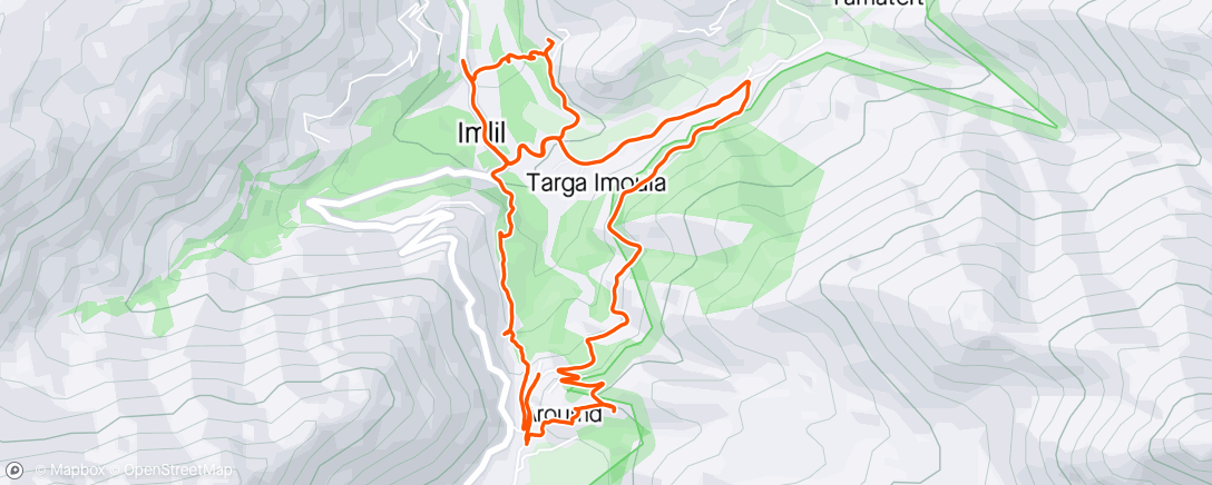 Map of the activity, Morning Trail Run before leaving Imlil ⛰️🇲🇦