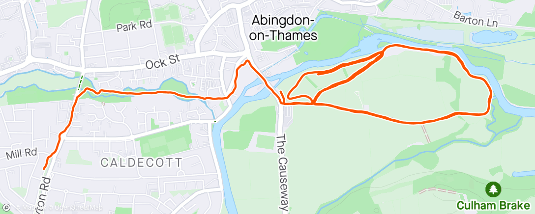 Map of the activity, Abingdon Parkrun