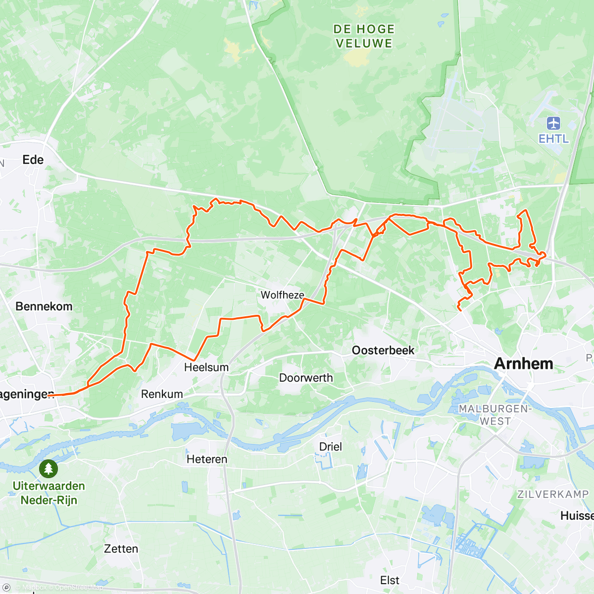 Map of the activity, Schaarsbergen MTB with a lot of times crossing Tour of Holland