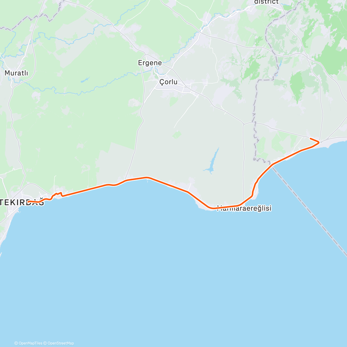 Map of the activity, 🌎 Worldrun Day 371: Silivri to Tekirdag, 11,110.09 miles